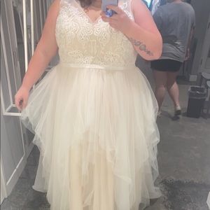 Bohemian wedding dress and veil